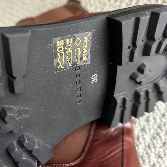 SANDRO Noha Leather Chelsea Boots Notched Gold size 38 39 7.5 - Picture 12 of 16